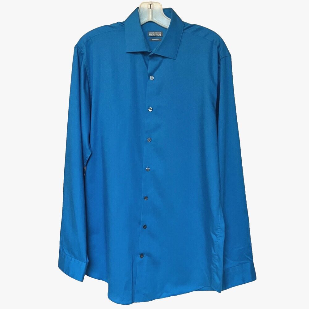 Kenneth Cole Shirt Men’s Medium Reg Reaction Blue Long Sleeve Button Up Career